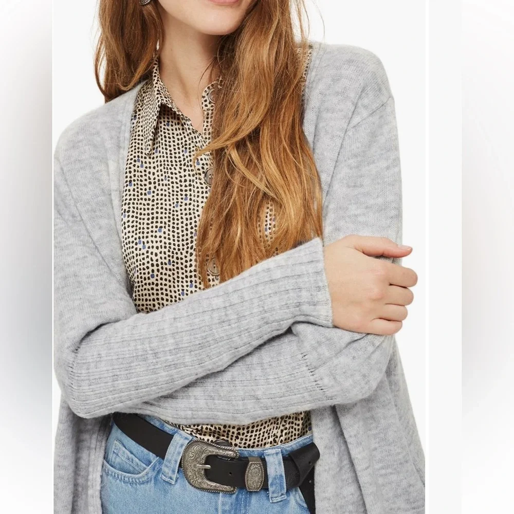 Topshop puff sleeve longline cardigan
